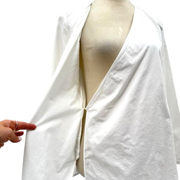 COS White Poplin Long Sleeve V-neck Side Tie Wrap Longline Top - Picture 5 of 13